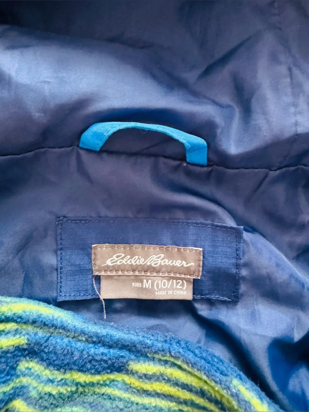 Eddie Bauer Boys' Two-Tone Blue Hooded Rain Jacket